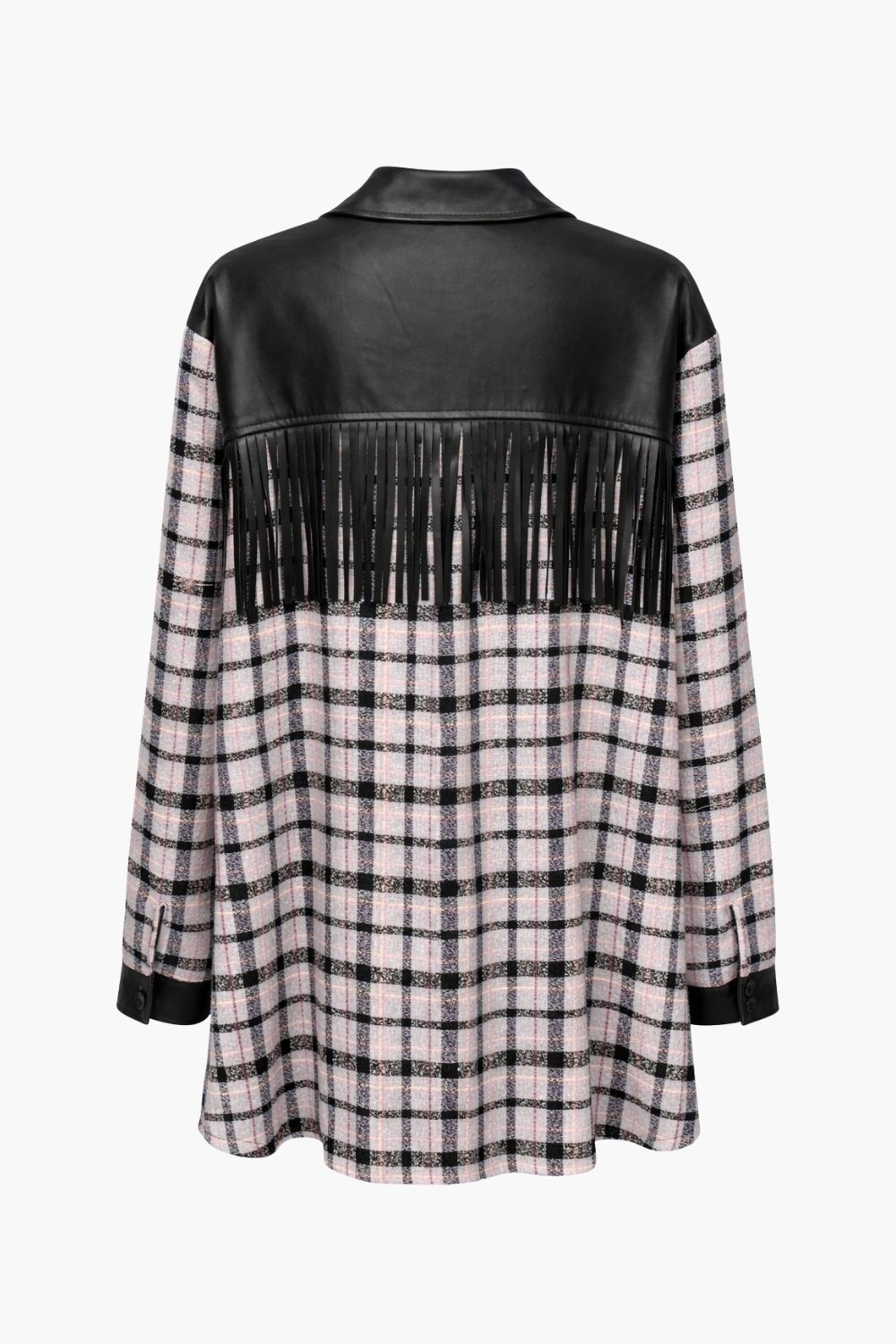 Mizalle Püskül Detalı Lila Ekoseli Gömlek Tunik - 6