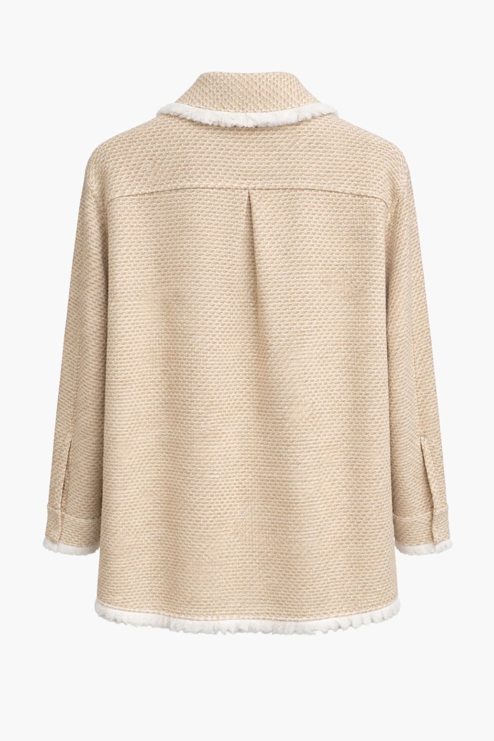 Mizalle Püsküllü Bej Beyaz Tüvit Dokuma Tunik - 7