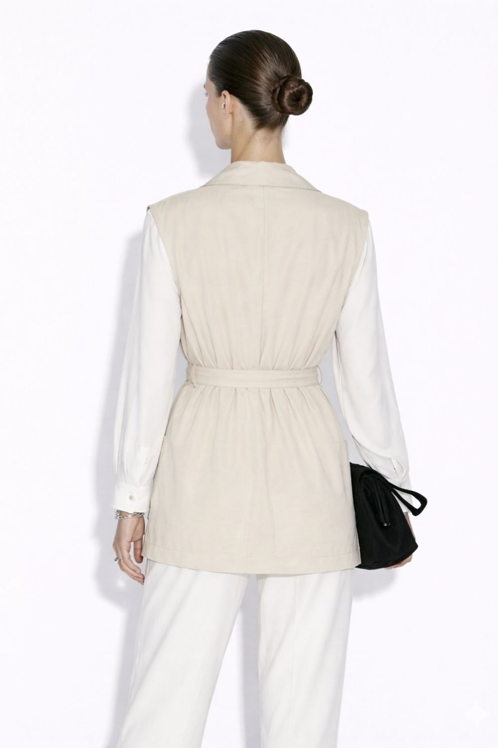 Mizalle Safari Cepli Kemerli Taş Rengi Pamuk Yelek - Mizalle