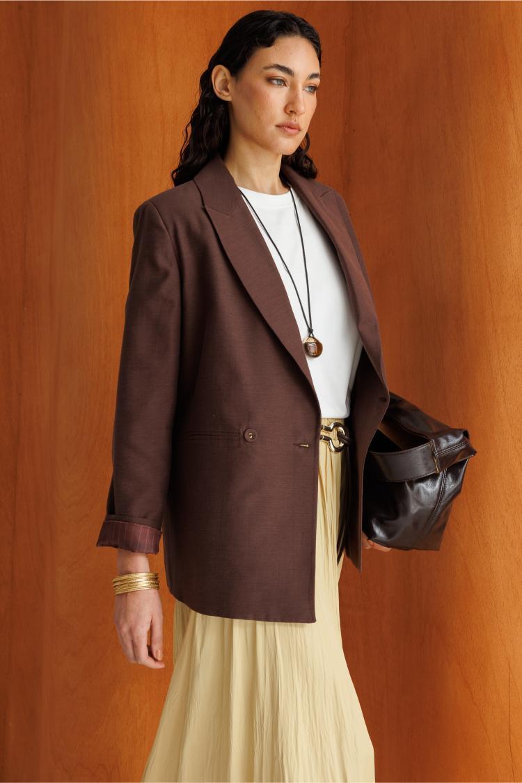 Mizalle Sarı Kırışık Görünümlü Saten Maksi Etek - Mizalle