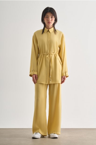 Mizalle Sarı Rahat Kesim Geniş Paçalı Modal Pantolon - Mizalle