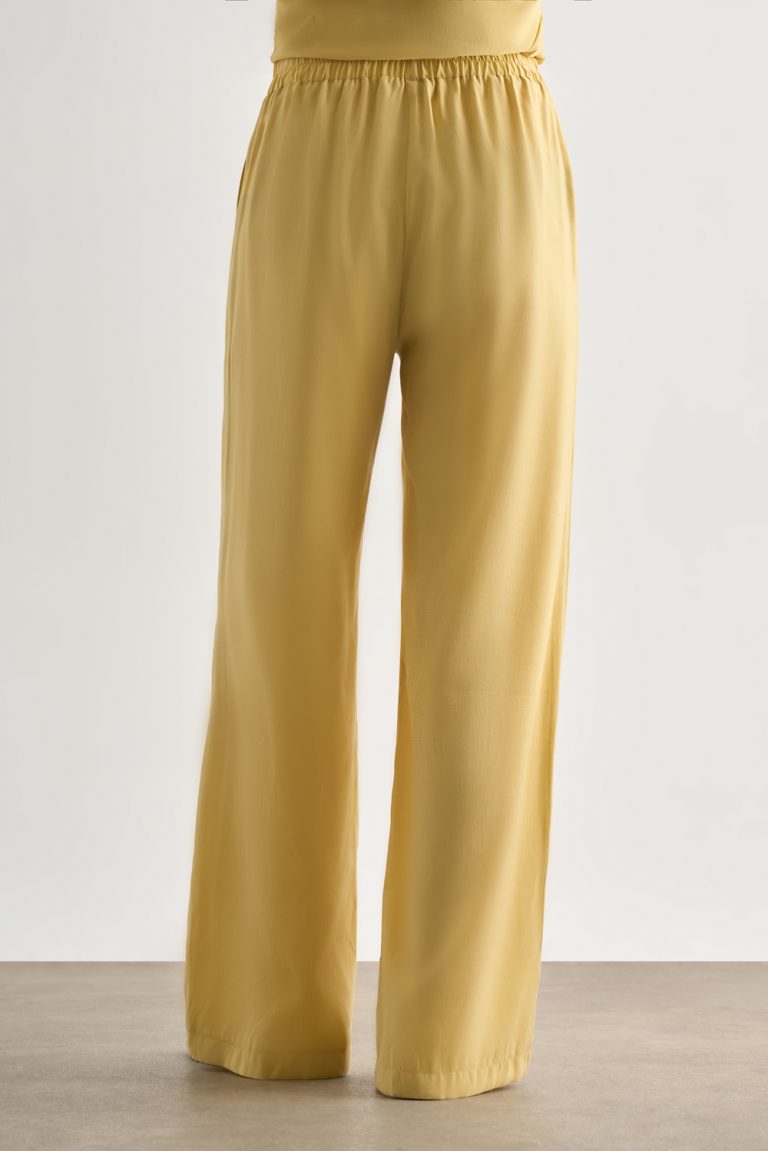 Mizalle Sarı Rahat Kesim Geniş Paçalı Modal Pantolon - Mizalle