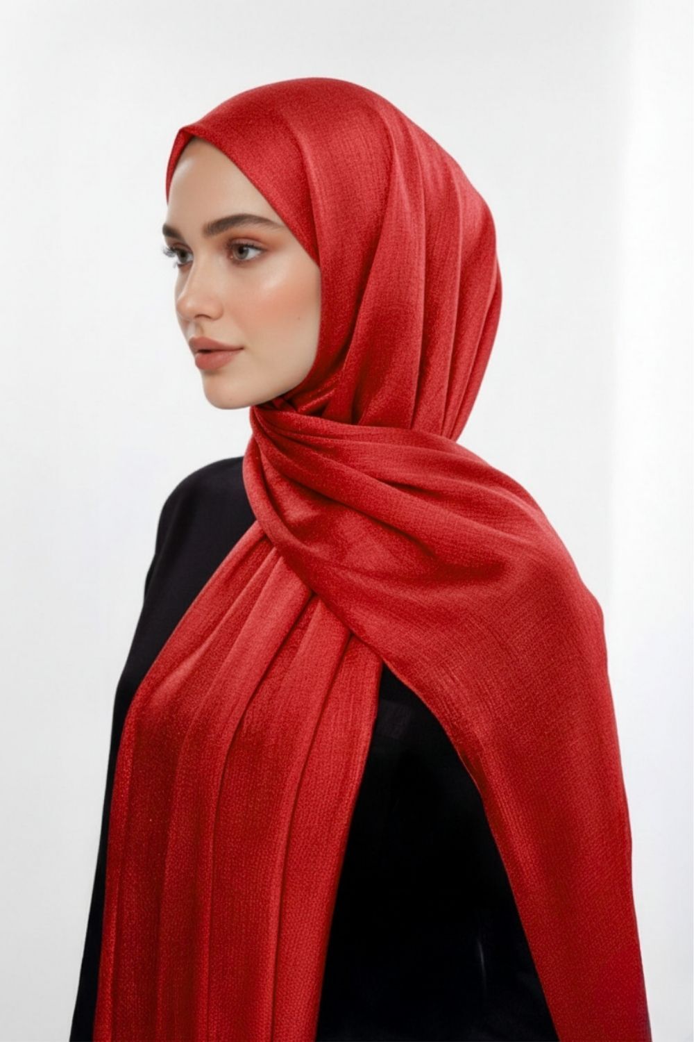 Mizalle Sim Dokulu Kırmızı Şal - 1