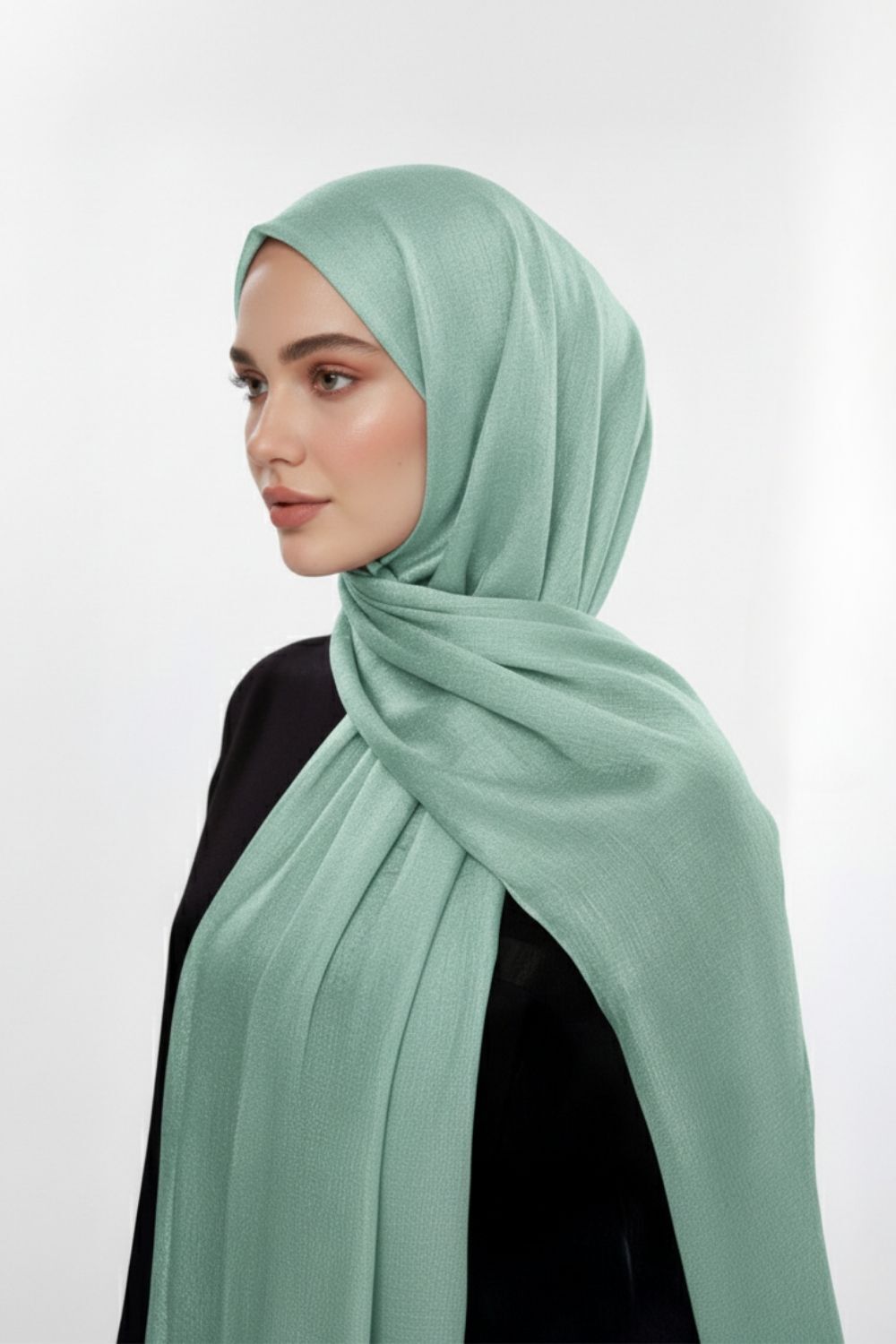 Mizalle Sim Dokulu Mint Rengi Şal - Mizalle