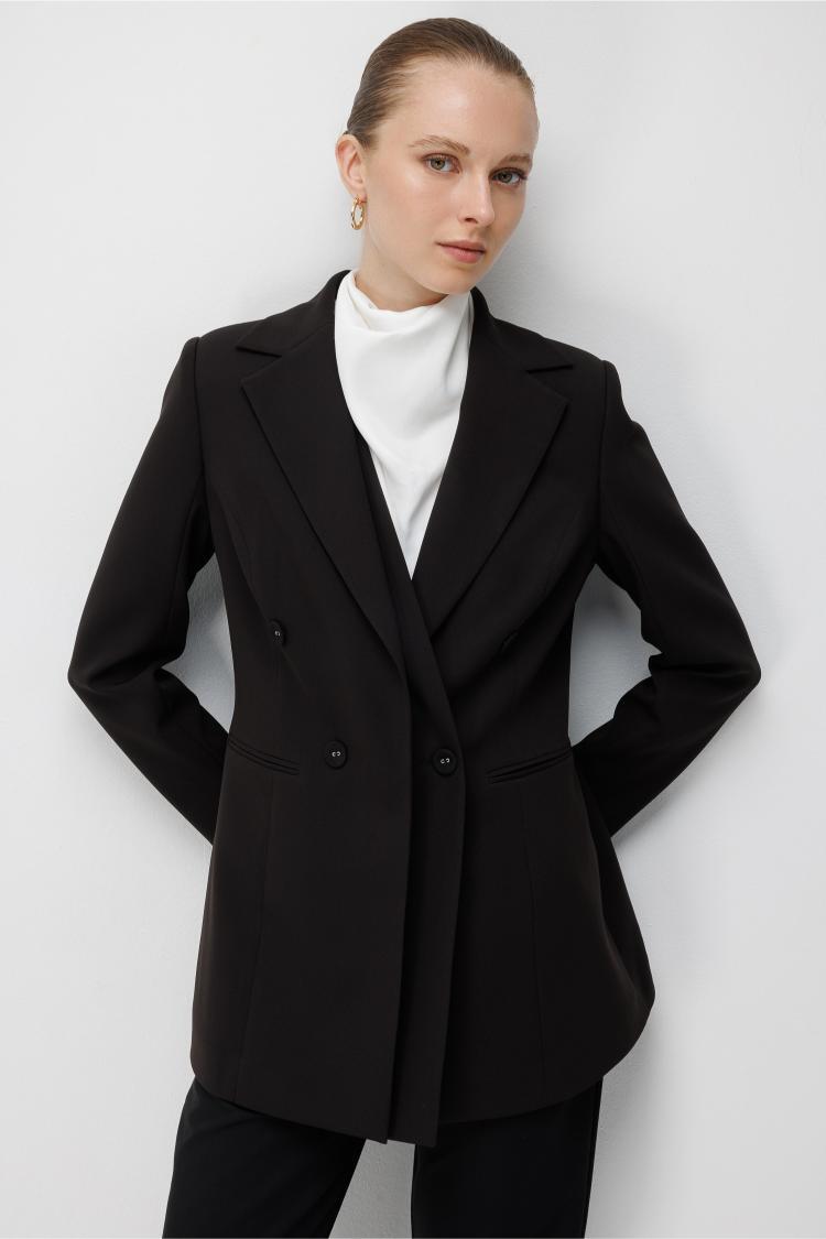 Mizalle Siyah Kruvaze Blazer Ceket - Mizalle