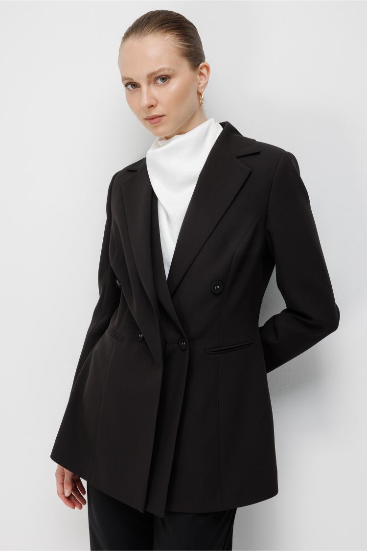 Mizalle Siyah Kruvaze Blazer Ceket - Mizalle