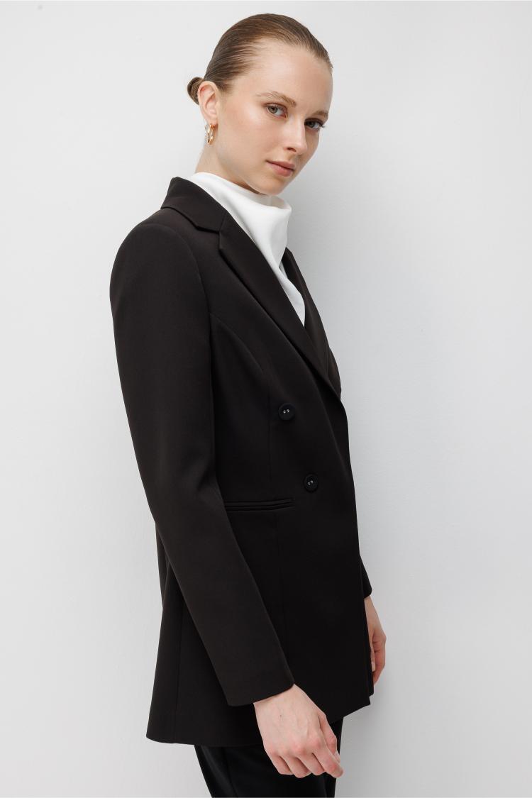 Mizalle Siyah Kruvaze Blazer Ceket - 3