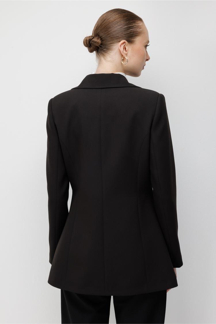 Mizalle Siyah Kruvaze Blazer Ceket - 4