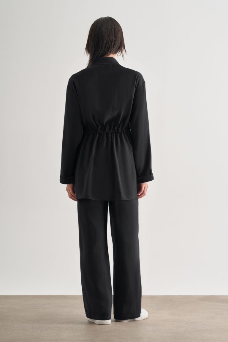 Mizalle Siyah Rahat Kesim Geniş Paçalı Modal Pantolon - Mizalle