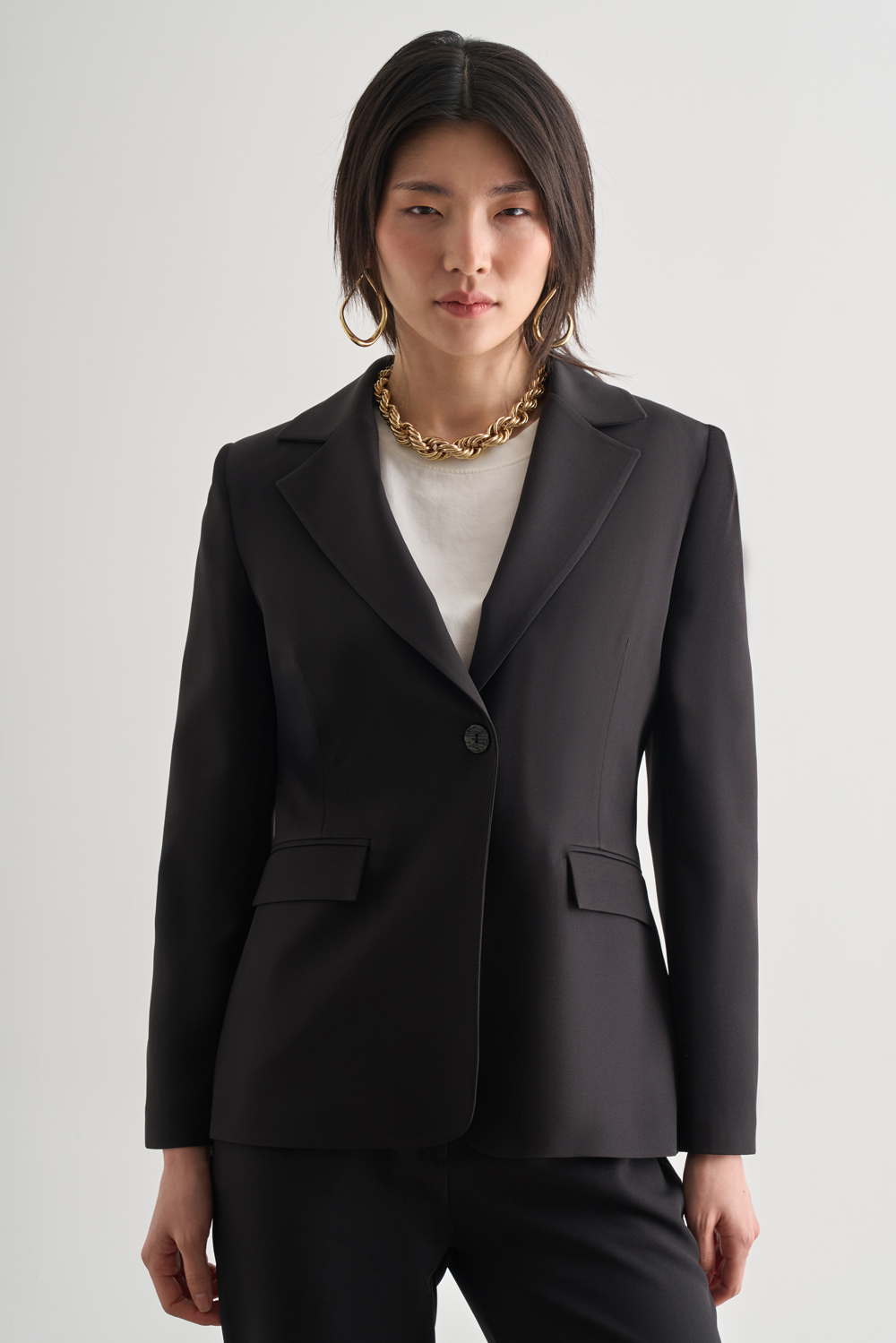 Mizalle Siyah Tek Düğme Klasik Blazer Ceket