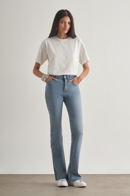 Mizalle - Mizalle Skinny Fit Flare Paça Açık Mavi Denim Pantolon Mizalle - Mizalle Skinny Fit Flare Paça Açık Mavi Denim Pantolon