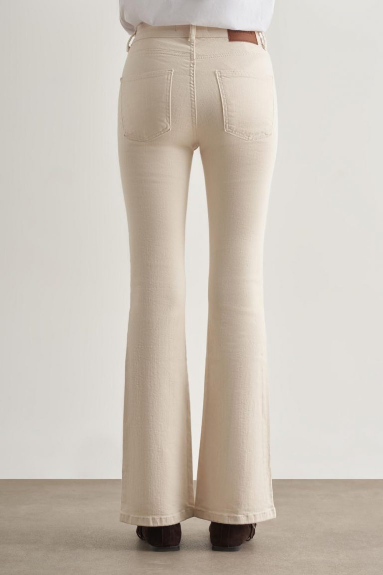 Mizalle Skinny Fit Flare Paça Ekru Denim Pantolon - Mizalle