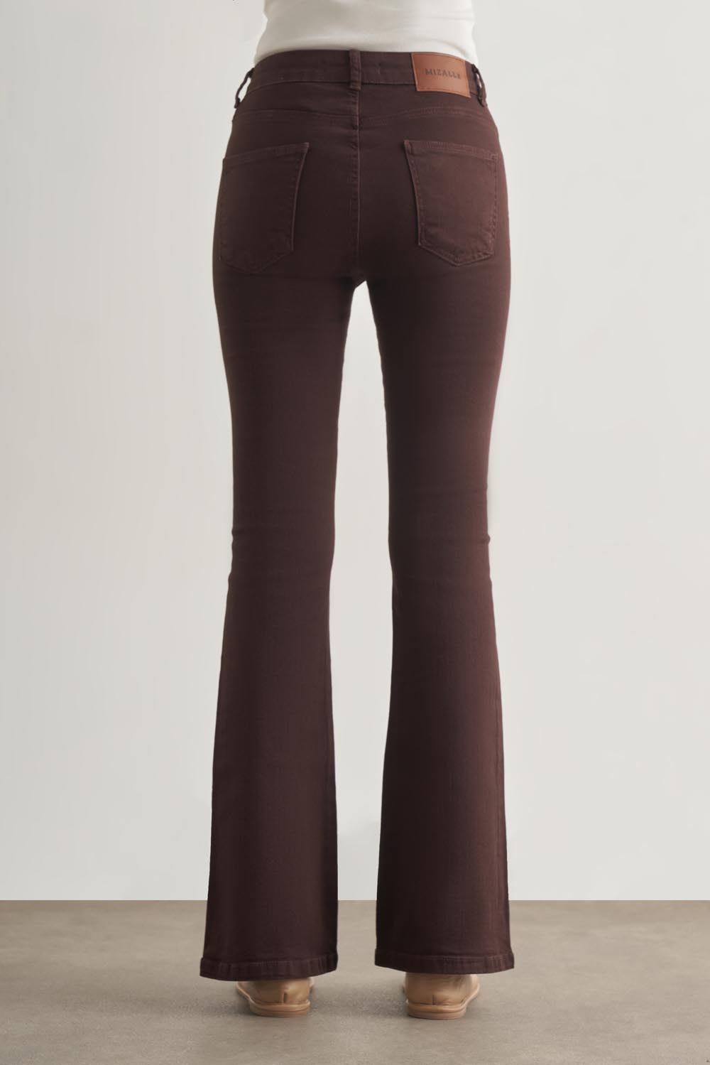 Mizalle Skinny Fit Flare Paça Kahverengi Denim Pantolon Mizalle Skinny Fit Flare Paça Kahverengi Denim Pantolon