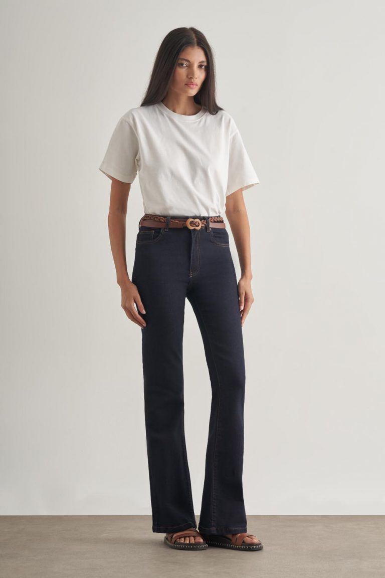 Mizalle Skinny Fit Flare Paça Lacivert Denim Pantolon - Mizalle
