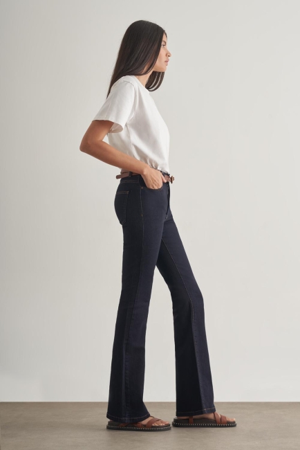 Mizalle - Mizalle Skinny Fit Flare Paça Lacivert Denim Pantolon Mizalle - Mizalle Skinny Fit Flare Paça Lacivert Denim Pantolon