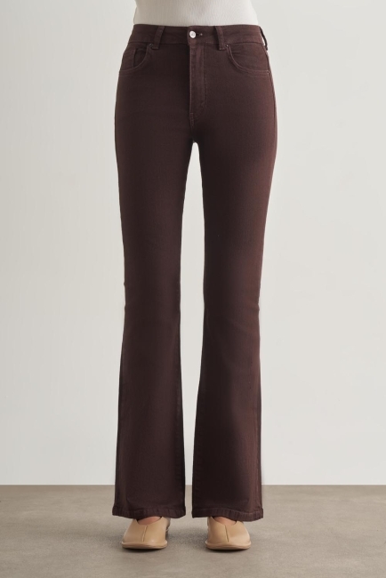 Mizalle Skinny Fit Kahverengi Denim Pantolon - Mizalle