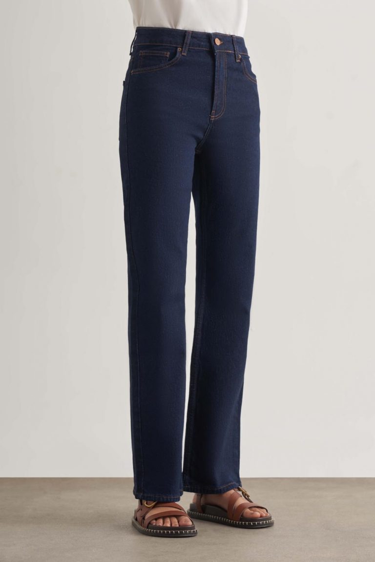 Mizalle Straight Fit Yüksek Bel Lacivert Denim Pantolon - Mizalle