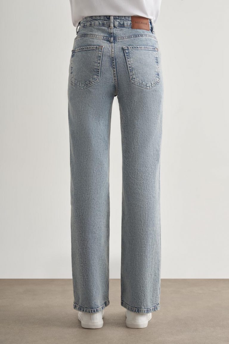 Mizalle Straight Fit Yüksek Bel Mavi Denim Pantolon - Mizalle
