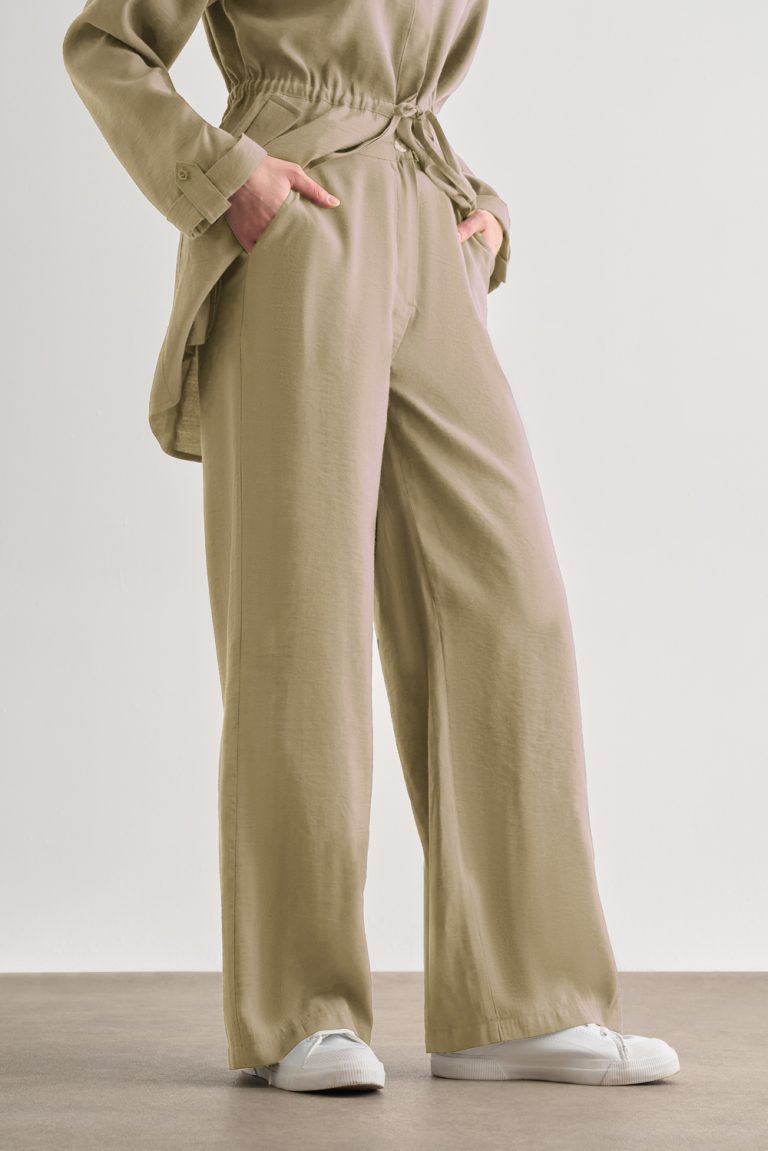 Mizalle Su Yeşili Rahat Kesim Geniş Paçalı Modal Pantolon - Mizalle