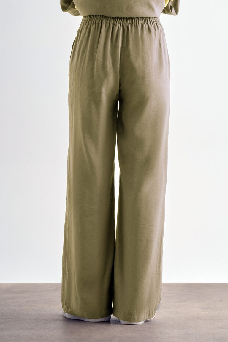 Mizalle Su Yeşili Rahat Kesim Geniş Paçalı Modal Pantolon - Mizalle