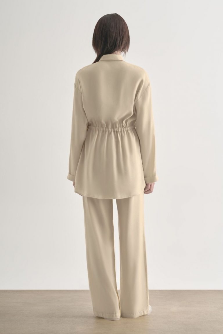 Mizalle Taş Rengi Rahat Kesim Geniş Paçalı Modal Pantolon - Mizalle