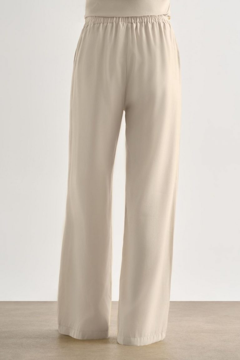 Mizalle Taş Rengi Rahat Kesim Geniş Paçalı Modal Pantolon - Mizalle