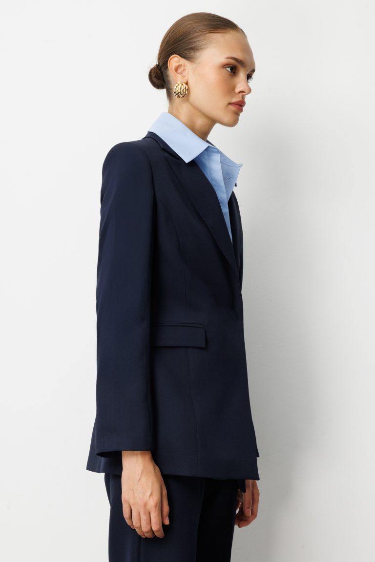 Mizalle Tek Düğme Klasik Lacivert Ceket - Mizalle