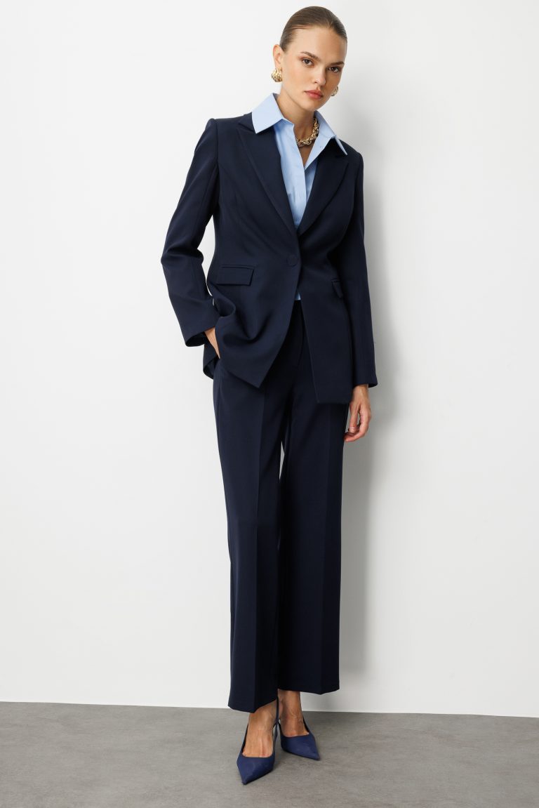 Mizalle Tek Düğme Klasik Lacivert Ceket - Mizalle