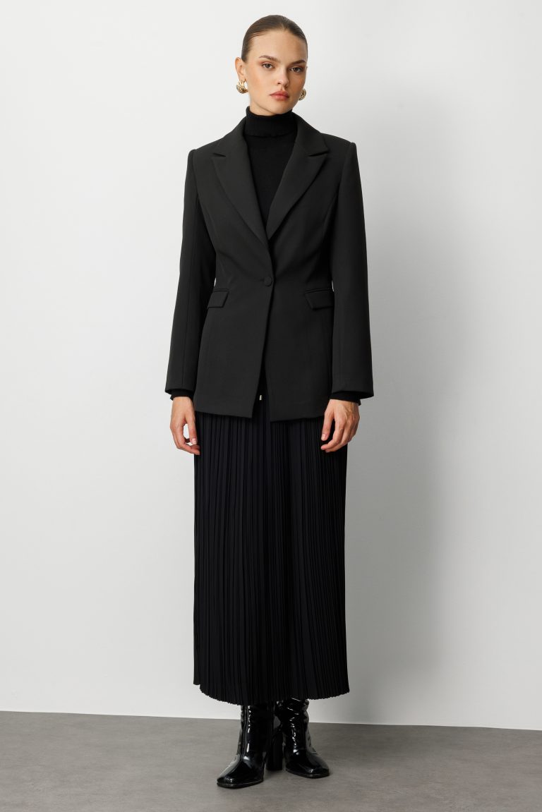 Mizalle Tek Düğme Klasik Siyah Ceket - Mizalle