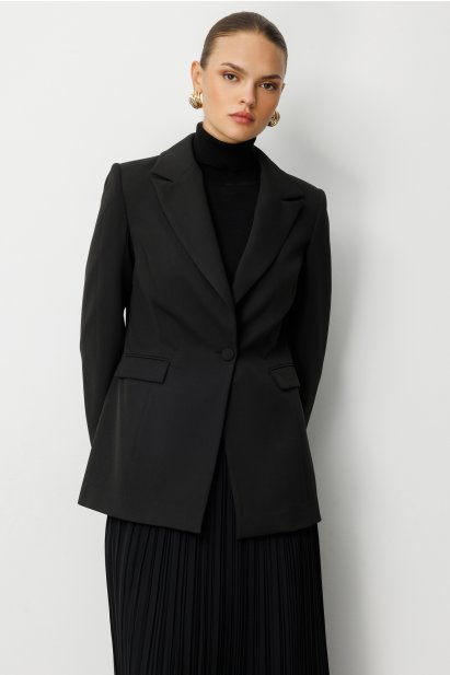 Mizalle Tek Düğme Klasik Siyah Ceket - Mizalle