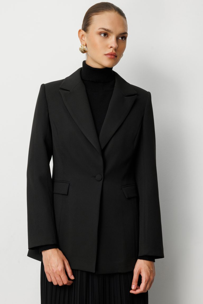 Mizalle Tek Düğme Klasik Siyah Ceket - Mizalle