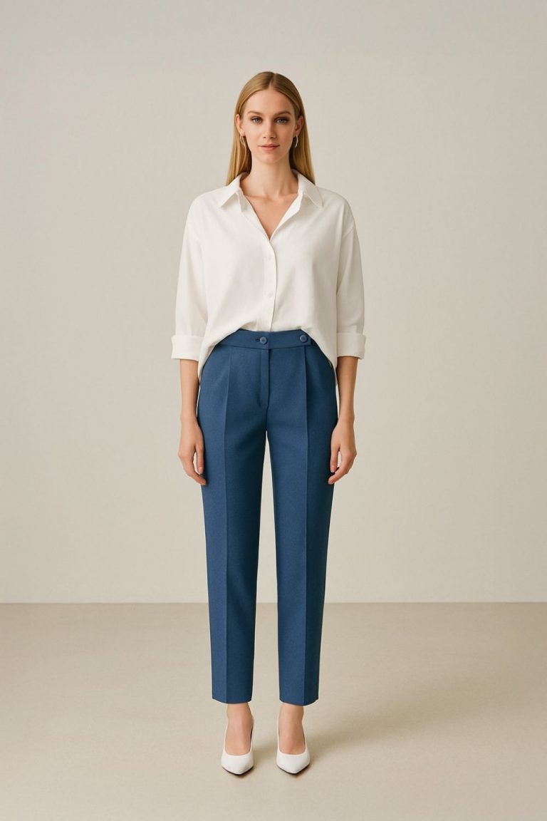 Mizalle Tek Pile İndigo Mavi Havuç Pantolon - Mizalle