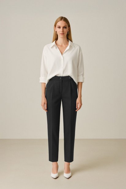 Mizalle Tek Pile Siyah Havuç Pantolon - Mizalle