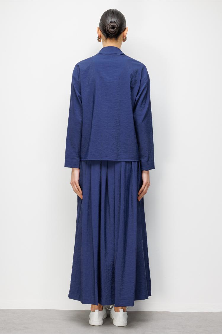 Mizalle Teknik Kumaş Fermuarlı Lacivert Ceket Gömlek - 6