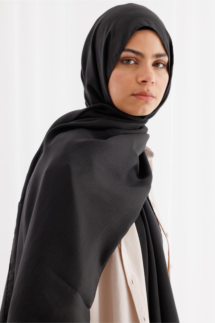 Mizalle Timeless Naia Siyah Pamuk Şal - 1