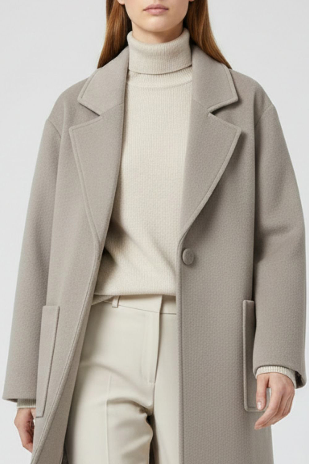 Mizalle Torba Cepli Premium Yün Karışımlı Vizon Rengi Kaban - Mizalle