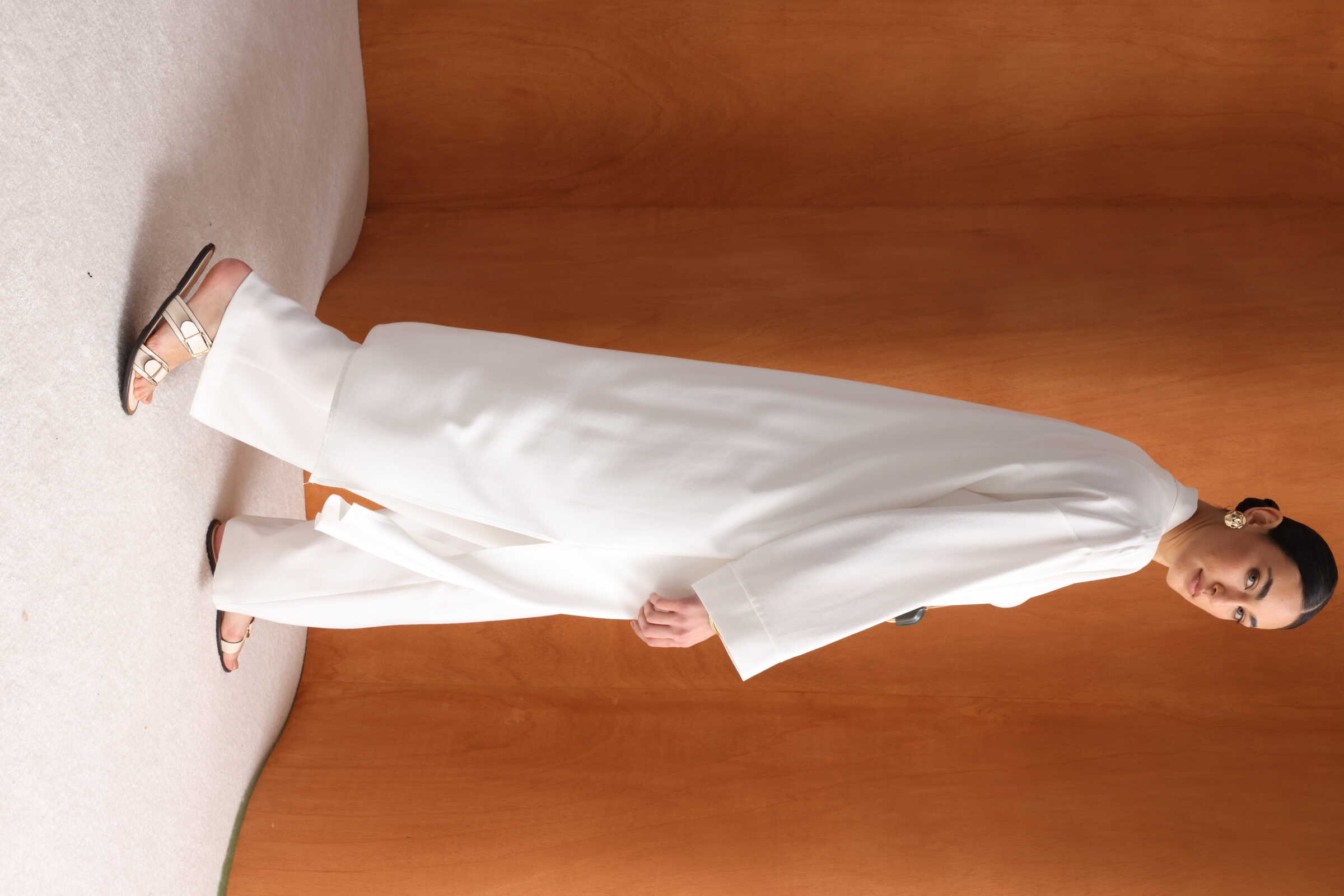 Mizalle Viskoz Kemerli Bej Rengi Kimono - 2