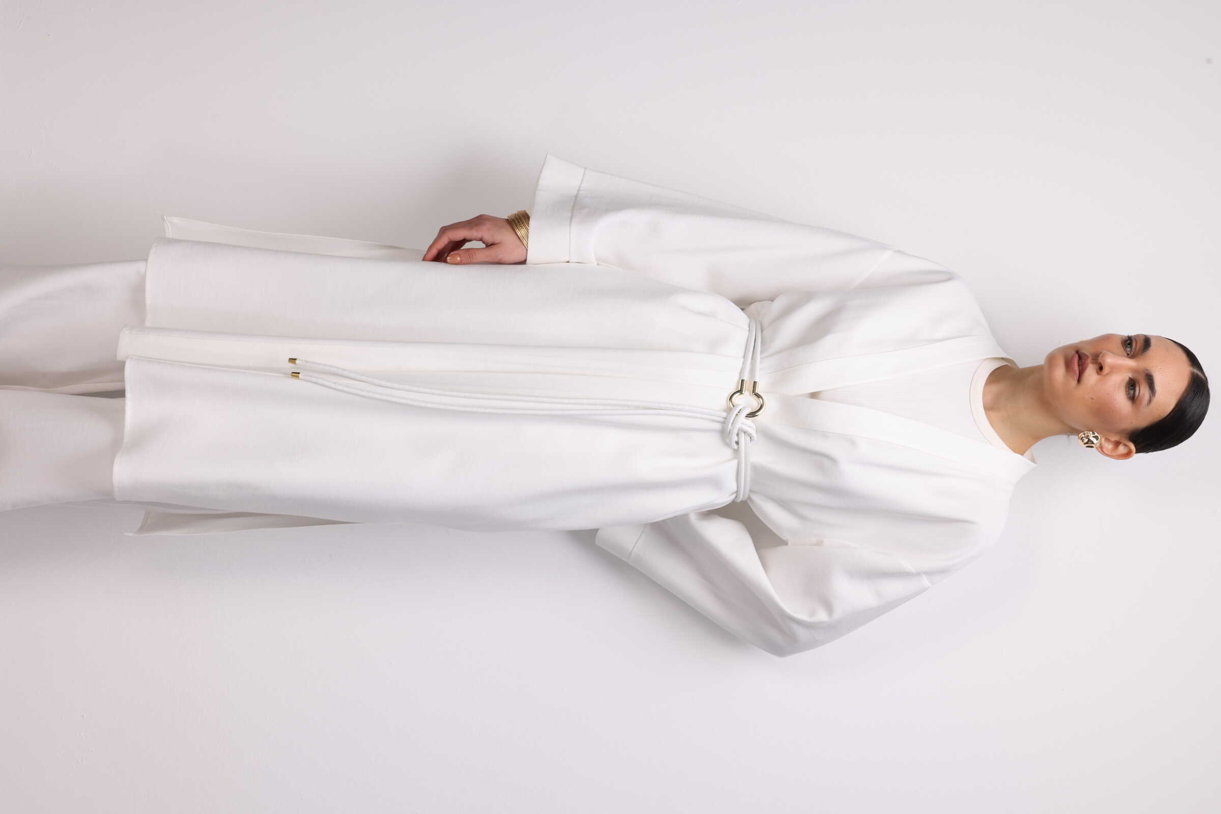 Mizalle Viskoz Kemerli Bej Rengi Kimono - 6