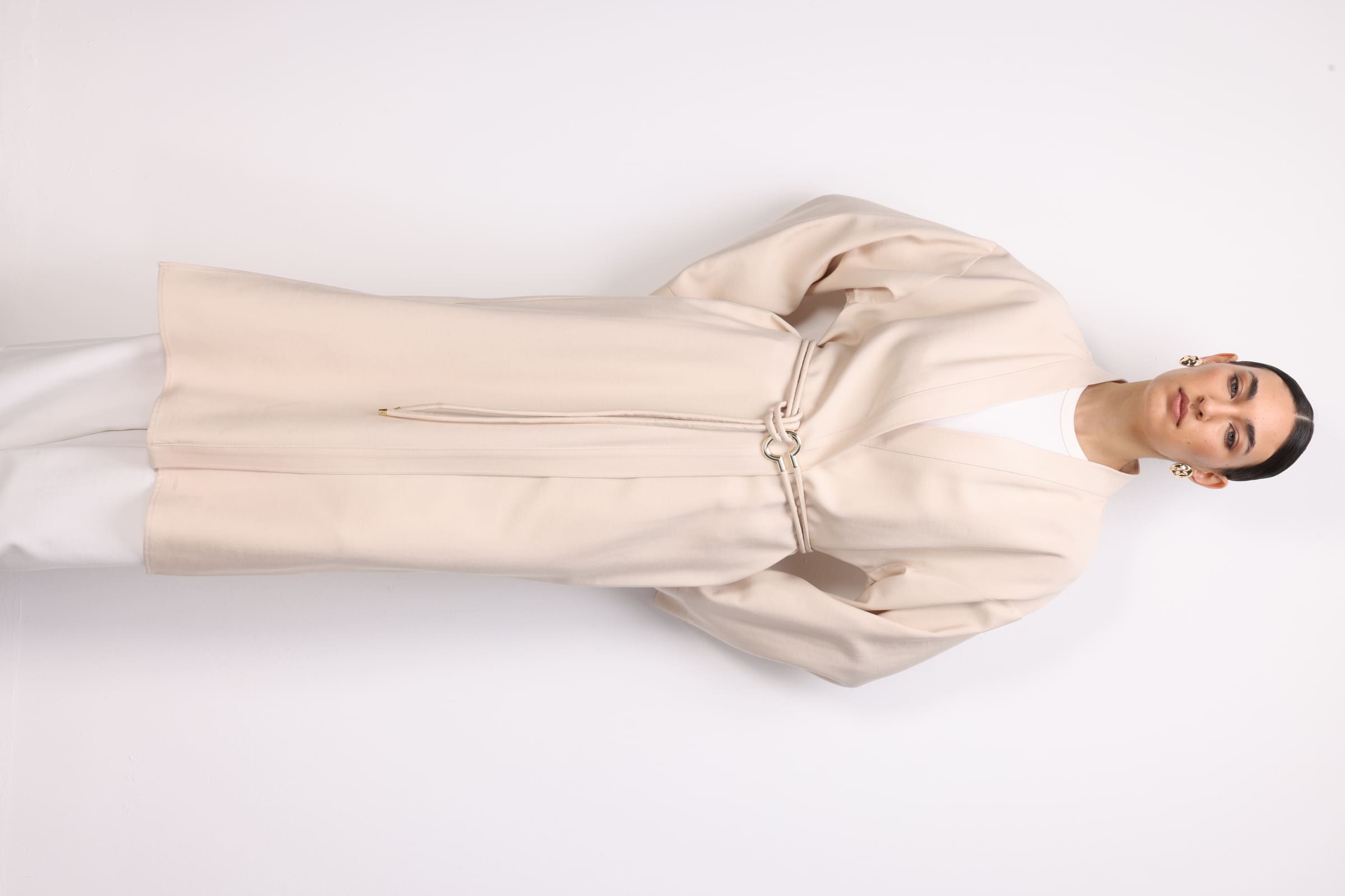 Mizalle Viskoz Kemerli Beyaz Kimono - Mizalle