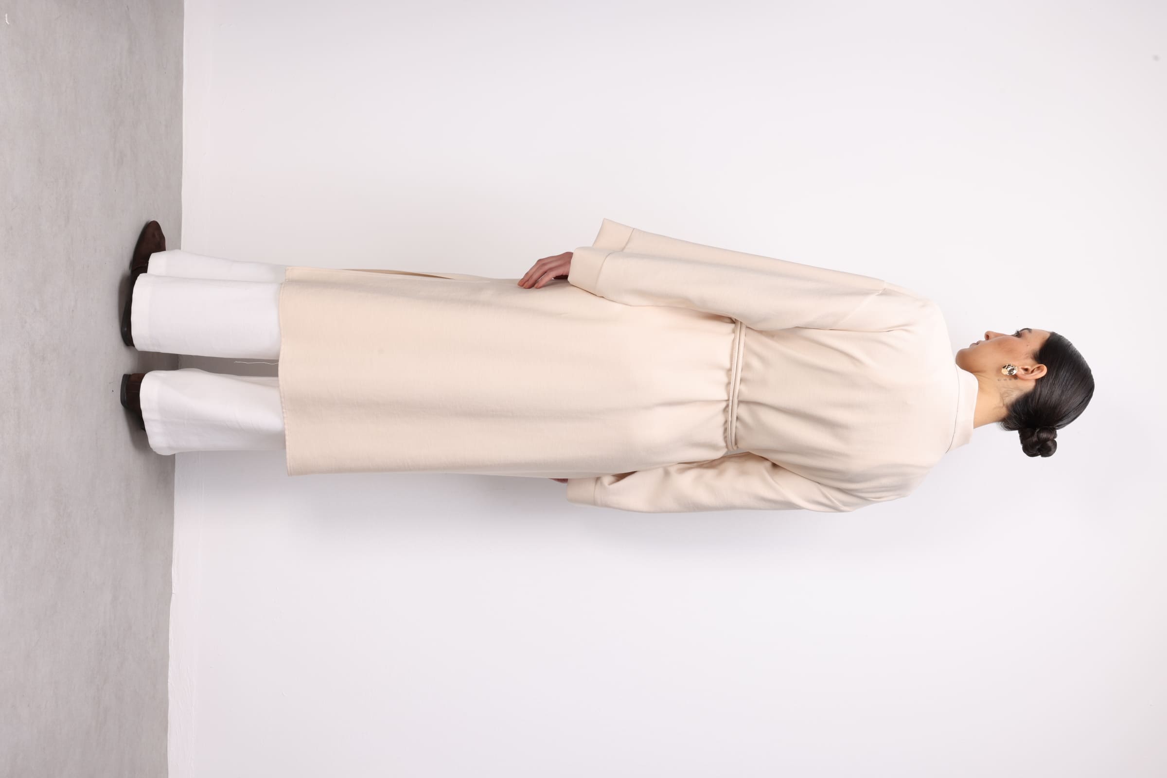 Mizalle Viskoz Kemerli Beyaz Kimono - 6