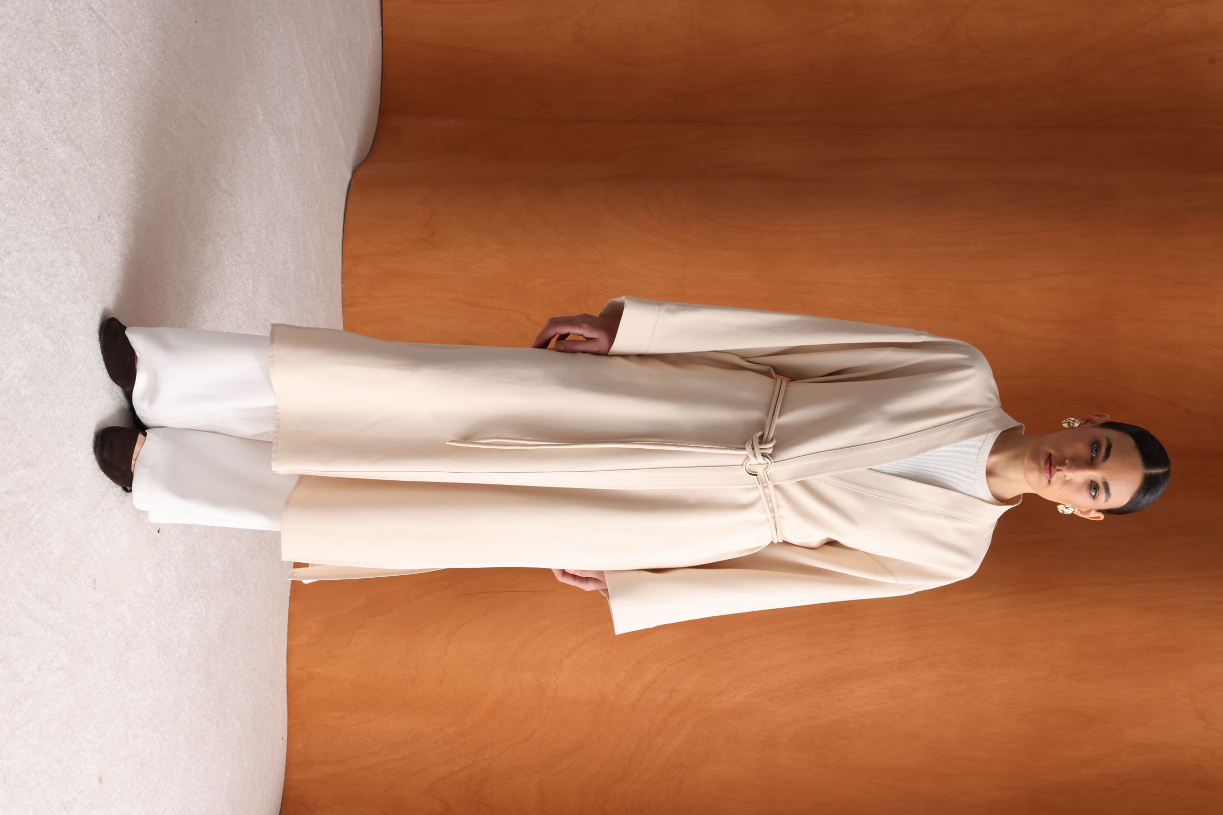 Mizalle Viskoz Kemerli Beyaz Kimono - 7