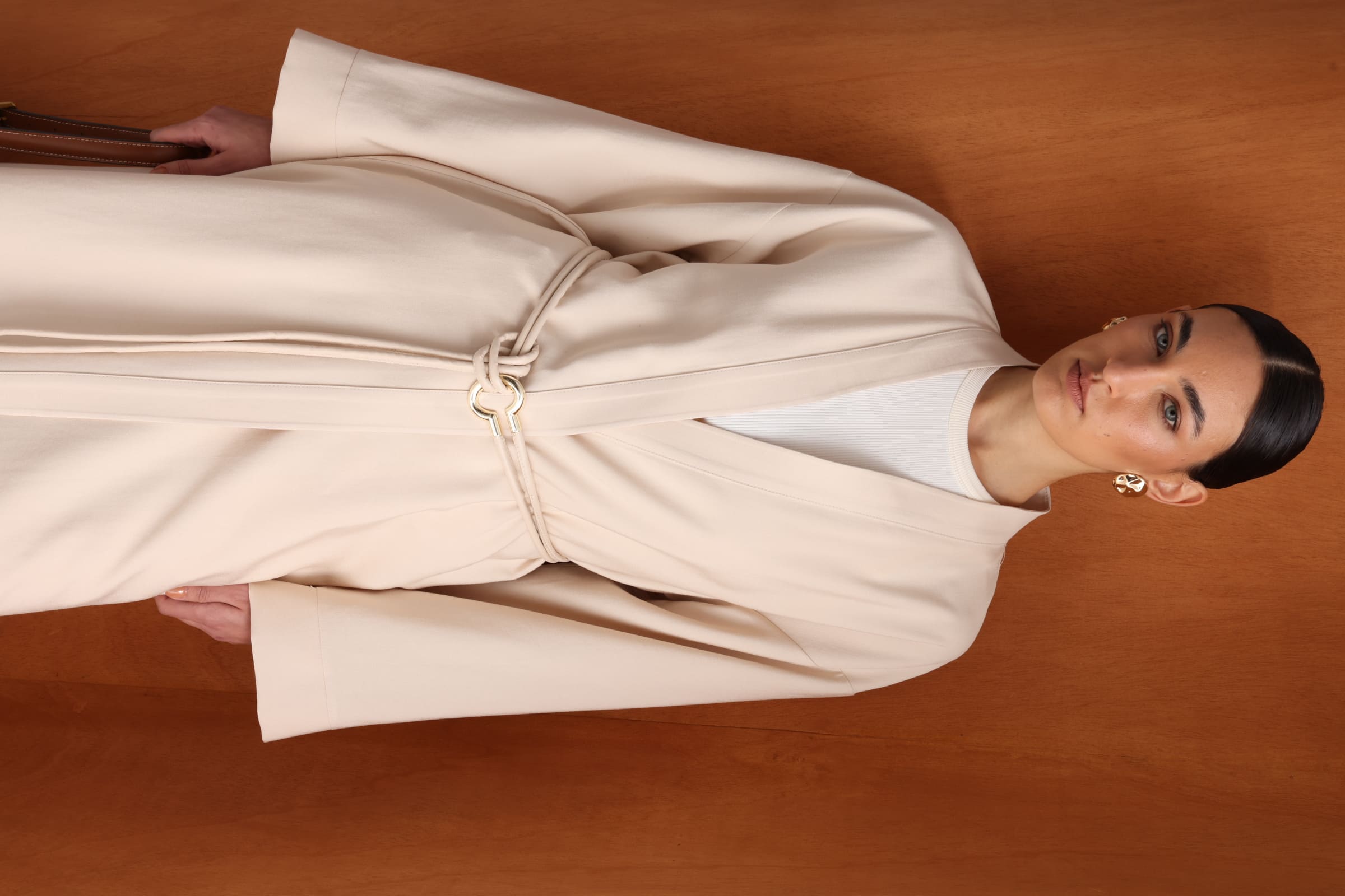 Mizalle Viskoz Kemerli Beyaz Kimono - 10