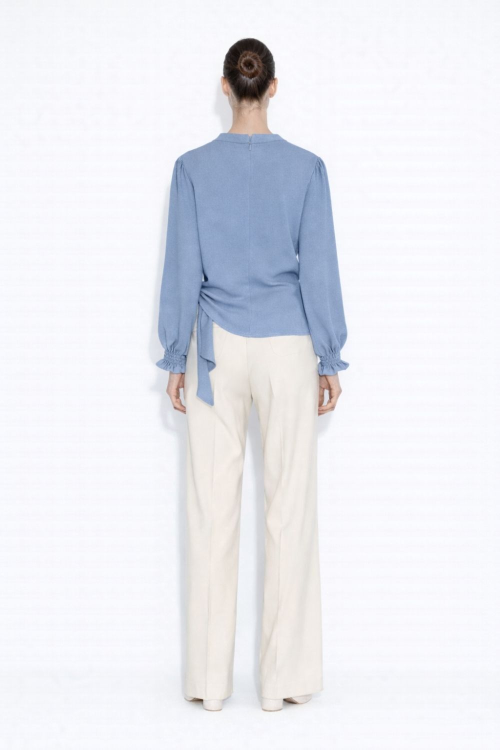 Mizalle Yan Bağlı İndigo Mavi Krep Bluz - Mizalle