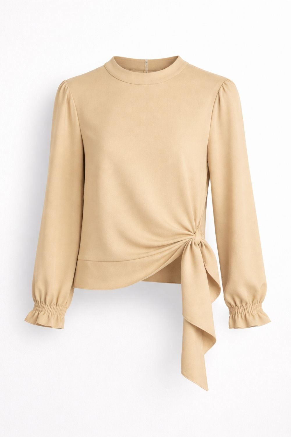 Mizalle Yan Bağlı Vizon Rengi Krep Bluz - Mizalle