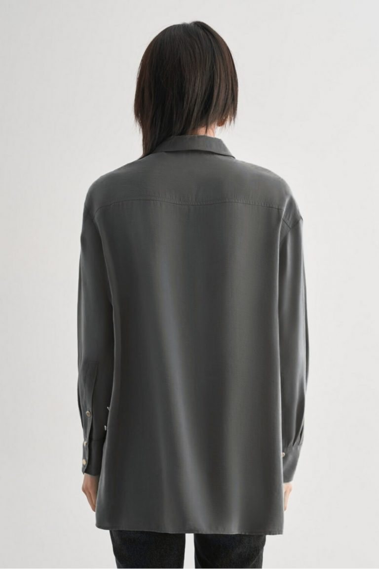 Mizalle Yan Düğme Detaylı Premium Modal Gri Tunik - Mizalle