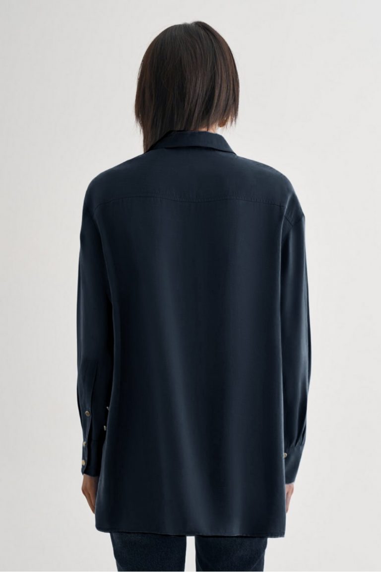 Mizalle Yan Düğme Detaylı Premium Modal İndigo Mavi Tunik - Mizalle