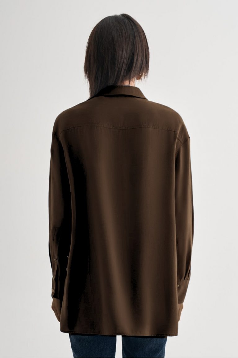Mizalle Yan Düğme Detaylı Premium Modal Kahverengi Tunik - Mizalle