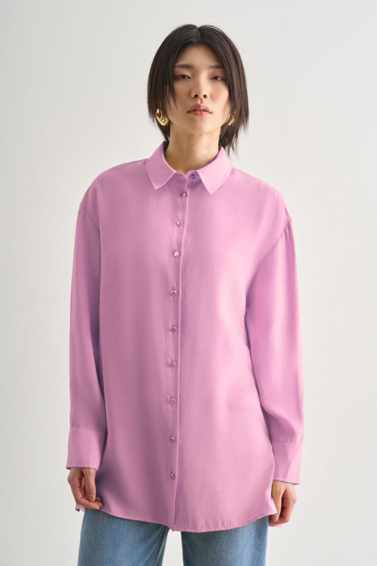 Mizalle Yan Düğme Detaylı Premium Modal Pembe Tunik - Mizalle