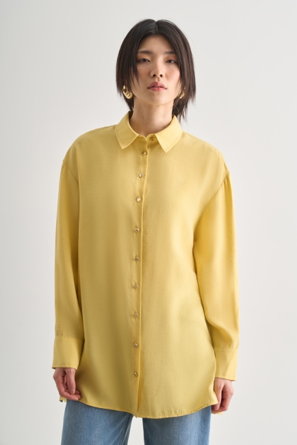 Mizalle - Mizalle Yan Düğme Detaylı Premium Modal Sarı Tunik Mizalle - Mizalle Yan Düğme Detaylı Premium Modal Sarı Tunik
