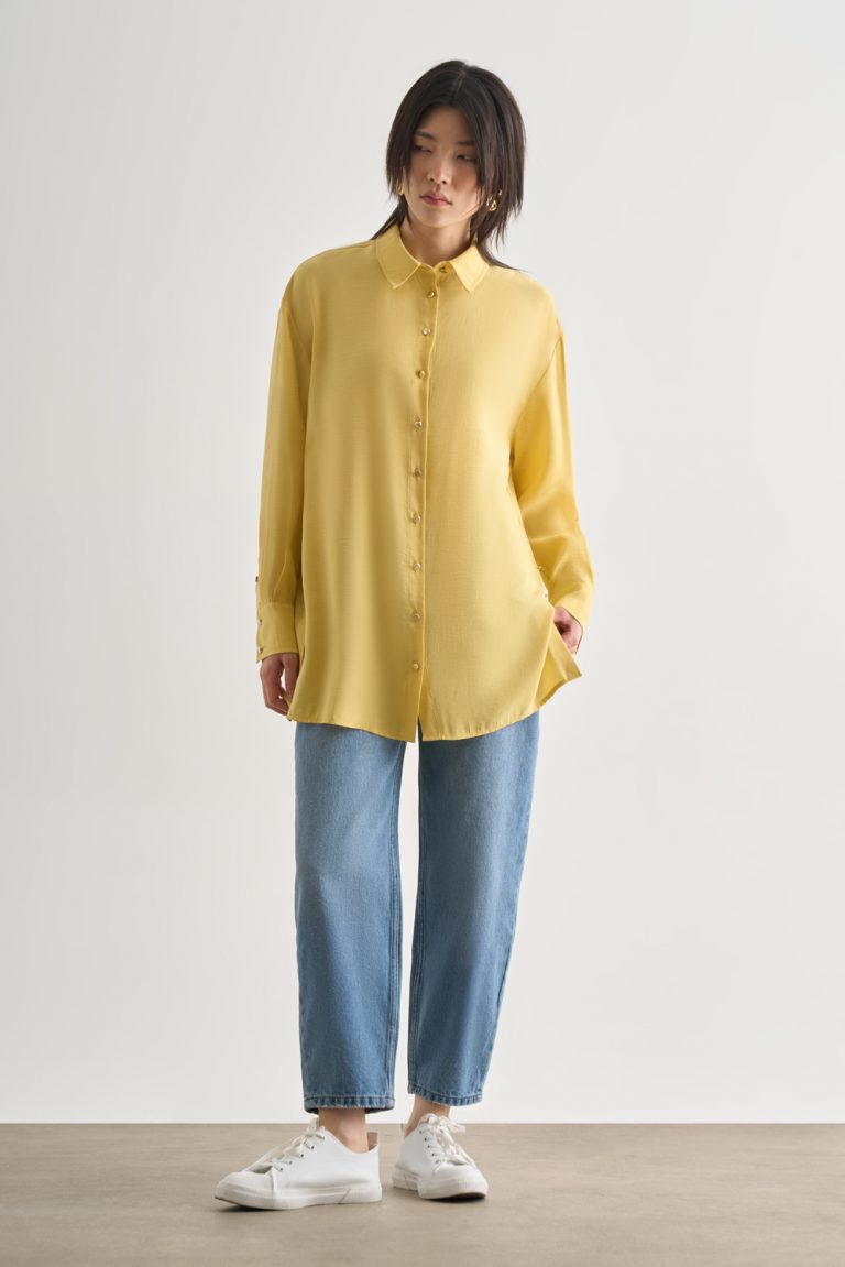 Mizalle Yan Düğme Detaylı Premium Modal Sarı Tunik - Mizalle